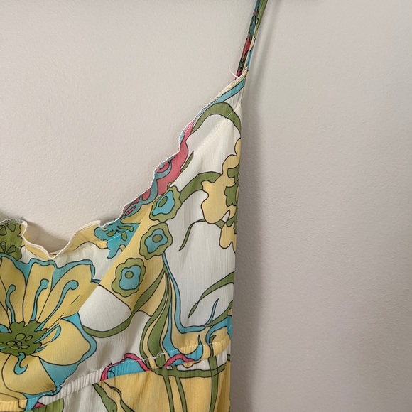 Fleurish floral multi color summer dress On straps. Size L - Picture 3 of 9